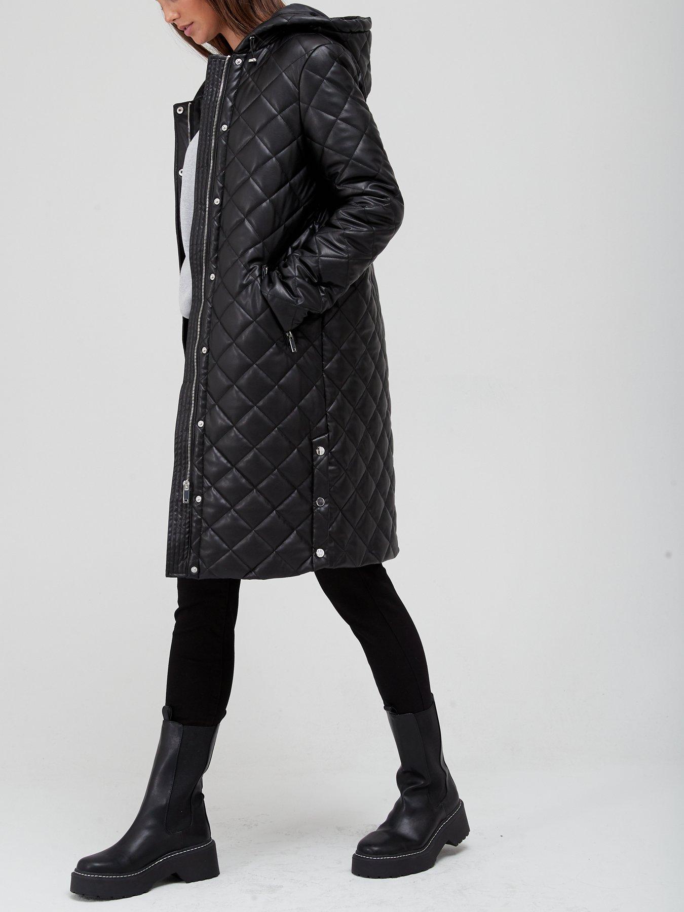 faux leather coat with hood