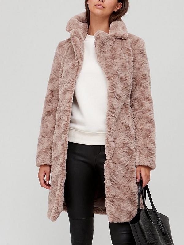 V By Very Textured Faux Fur Coat Mink, Jones New York Petite Textured Faux Fur Coat With Hooded Jacket