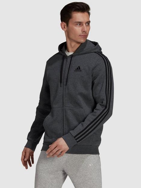 adidas-3-stripe-fleece-zip-hoodie-plus-size-greyblack