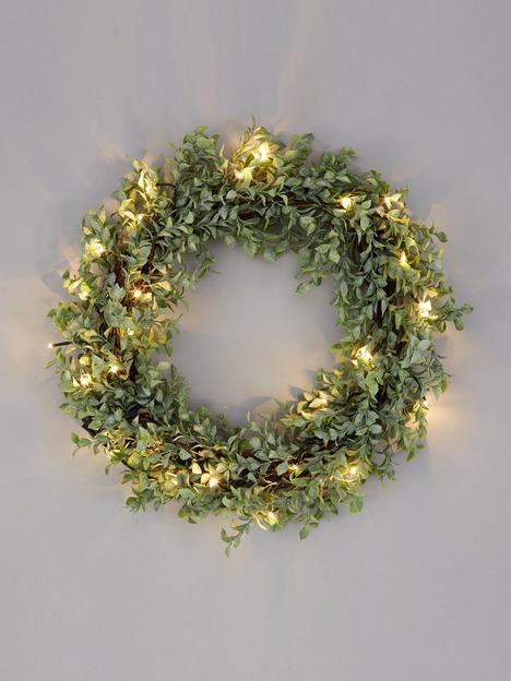pre-lit-foliage-christmas-wreath-ndash-60-cm-diameter