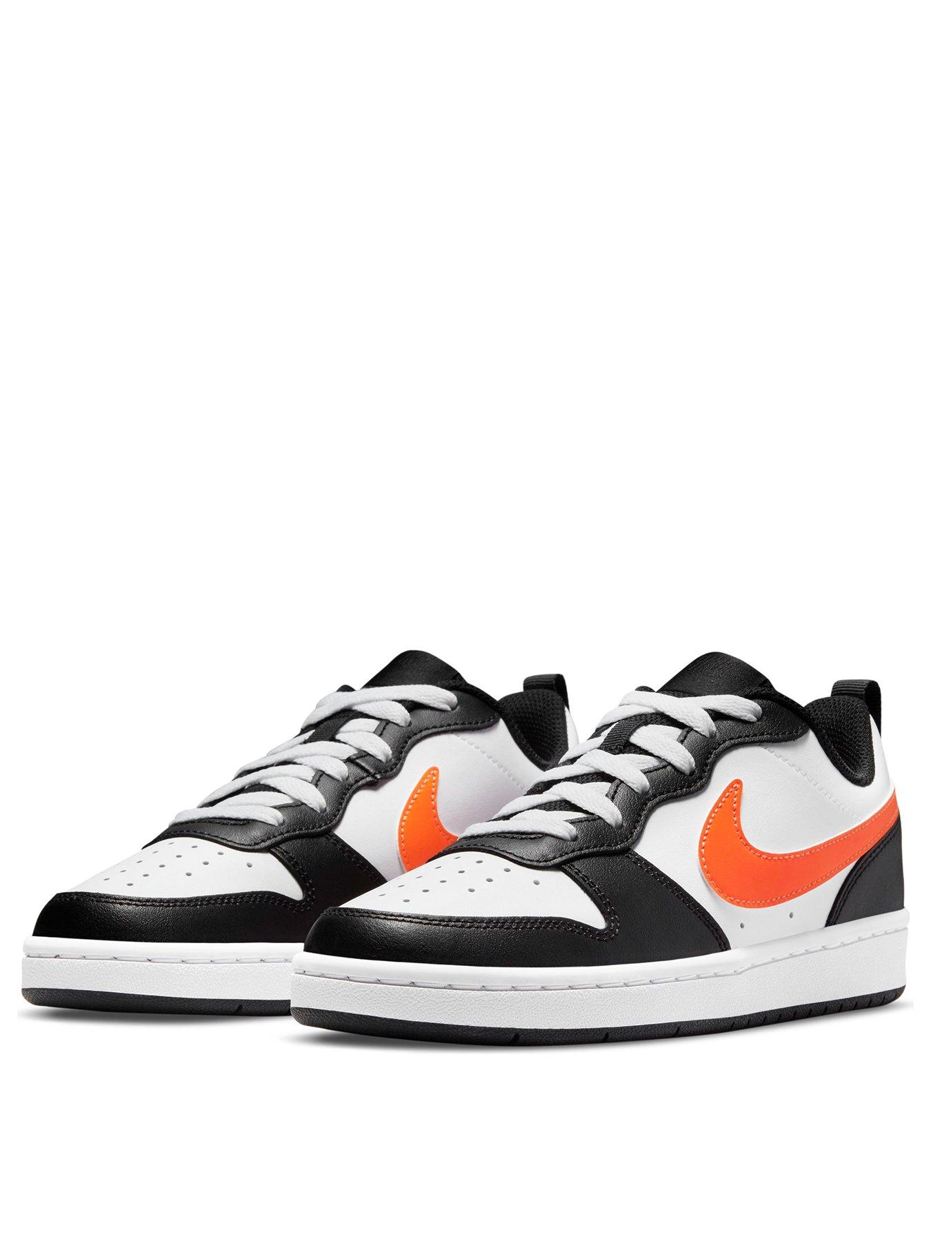 Nike Court Borough Low 2 Junior Trainer Black White Orange Littlewoodsireland Ie