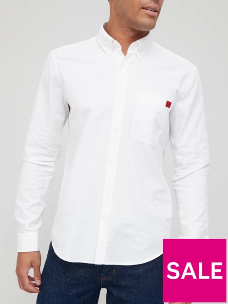 prod1090683665: Evito Red Patch Logo Oxford Shirt - White