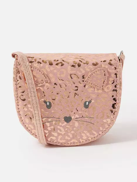 prod1090983744: Girls Cat Leopard Print Across Body Bag - Pink