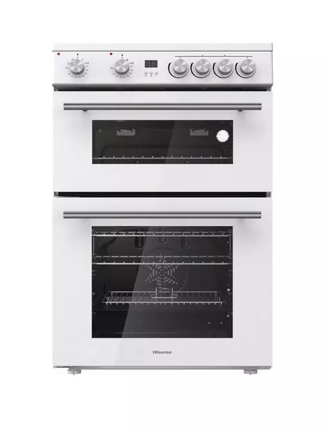 prod1090654971: HDE3211BWUK Double Oven Electric Cooker with Ceramic Hob - White