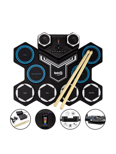 rockjam-rockjam-rechargeable-bluetooth-roll-up-drum-kit-with-inbuilt-speakers-drumsticks