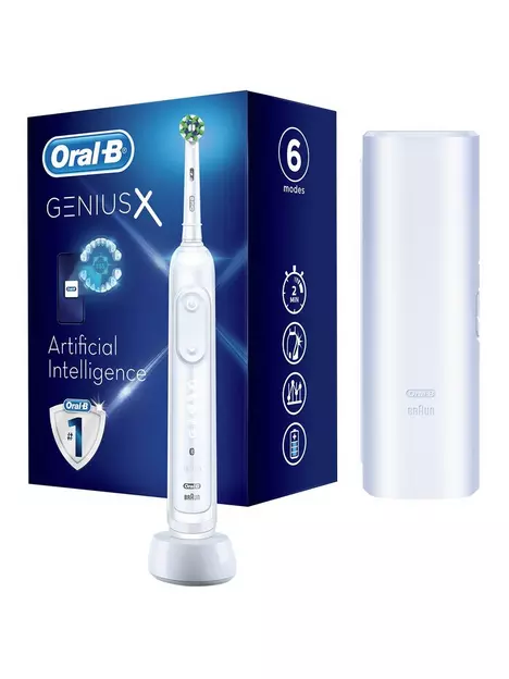 prod1090653906: Oral-B Genius X White Electric Toothbrush Designed By Braun + Travel Case