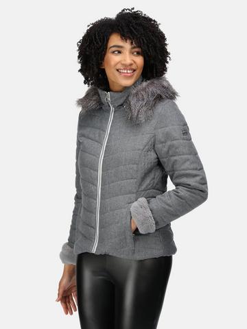 Grey Quilted Padded Jackets Coats, Grey Padded Winter Coat Womens