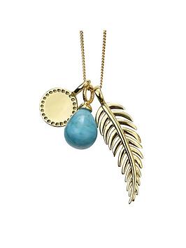 the-love-silver-collection-gold-plated-multi-charm-pendant-necklace-with-magnesite-stones