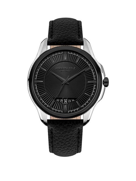 kenneth-cole-gents-black-leather-strap-watch