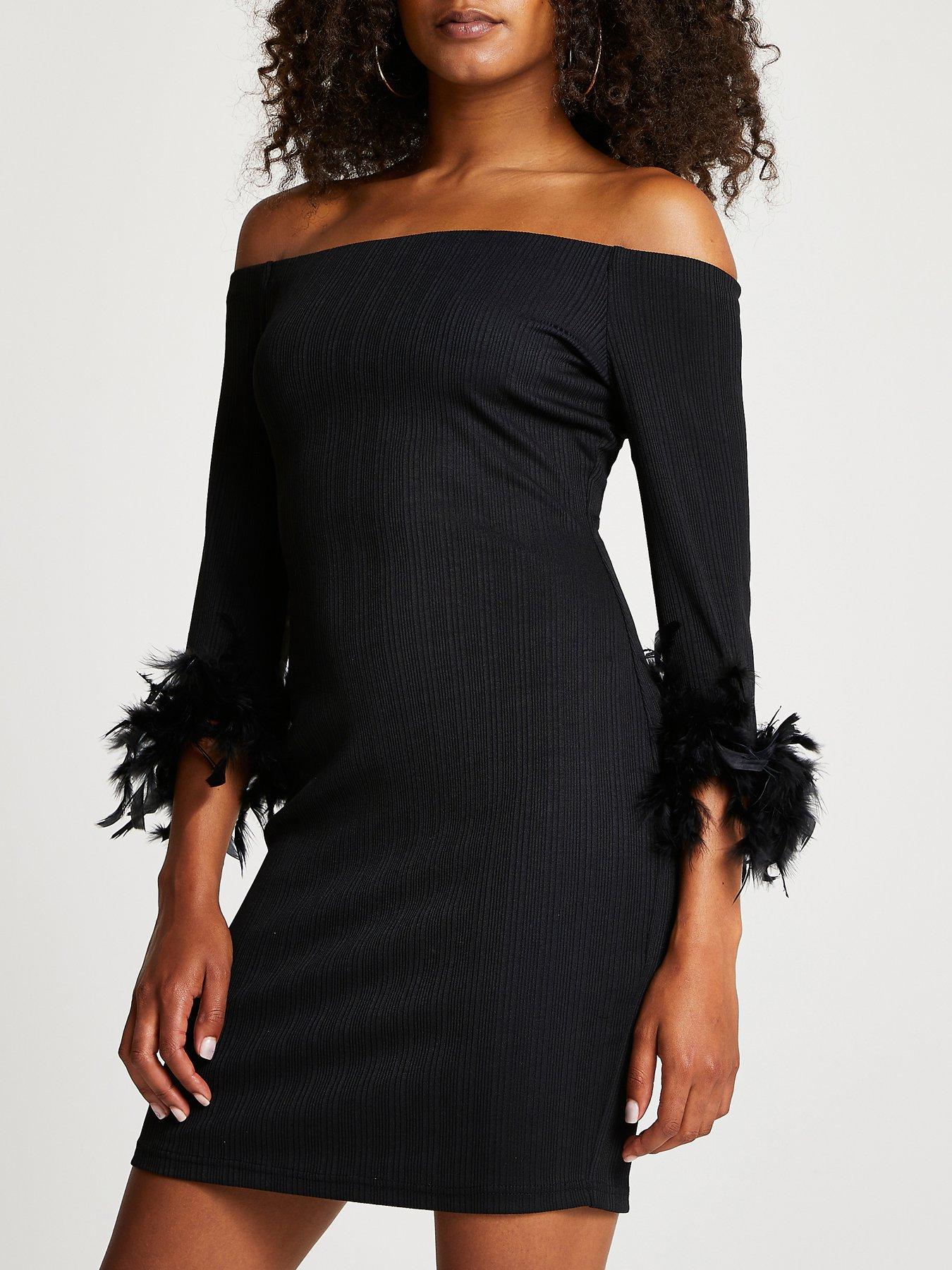 river island feather dress