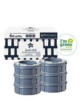 tommee-tippee-tommee-tippee-twist-and-click-advanced-nappy-bin-refill-cassettes-sustainably-sourced-antibacterial-greenfilm-pack-of-6