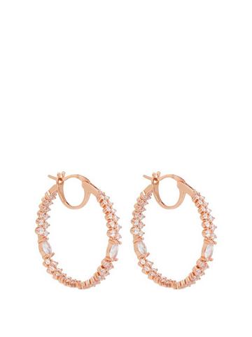 Details about   Big hoop 18CT rose gold plated earrings dazzling clear white round gems gift bag 