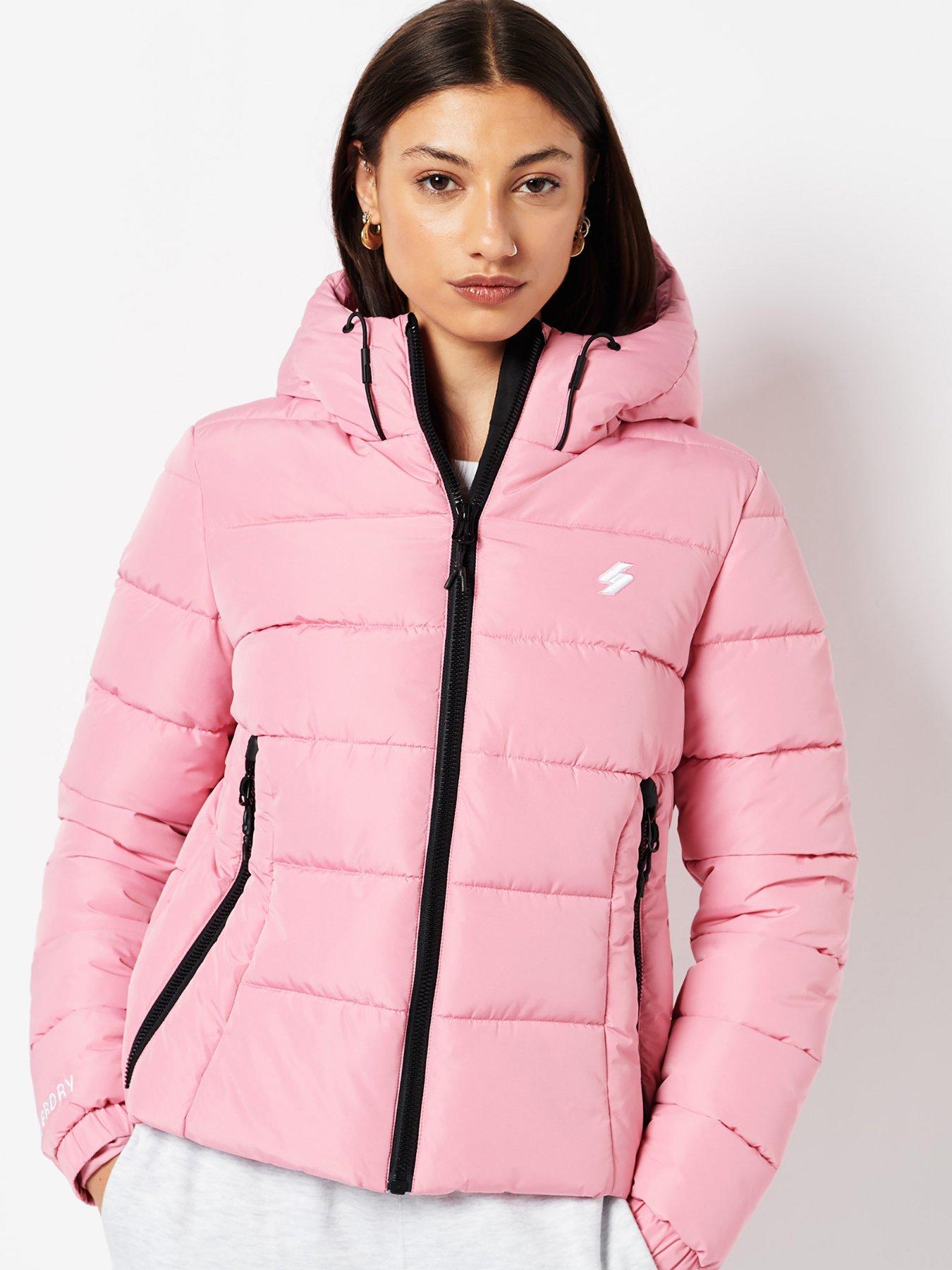 pink superdry coat