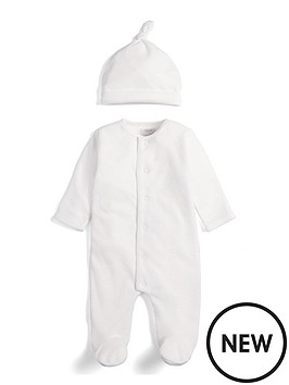 mamas-papas-unisex-baby-cloud-velour-sleepsuit-with-hat-white