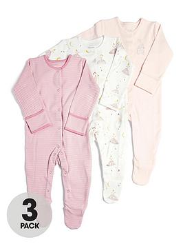 mamas-papas-baby-girls-3-pack-ballerina-sleepsuits-pink
