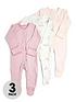 mamas-papas-baby-girls-3-pack-ballerina-sleepsuits-pinkfront