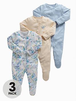mamas-papas-baby-girls-3-pack-rabbit-sleepsuits-multi