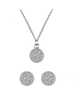 the-love-silver-collection-sterling-silver-cubic-zirconia-cluster-round-stud-earrings-and-pendant-set