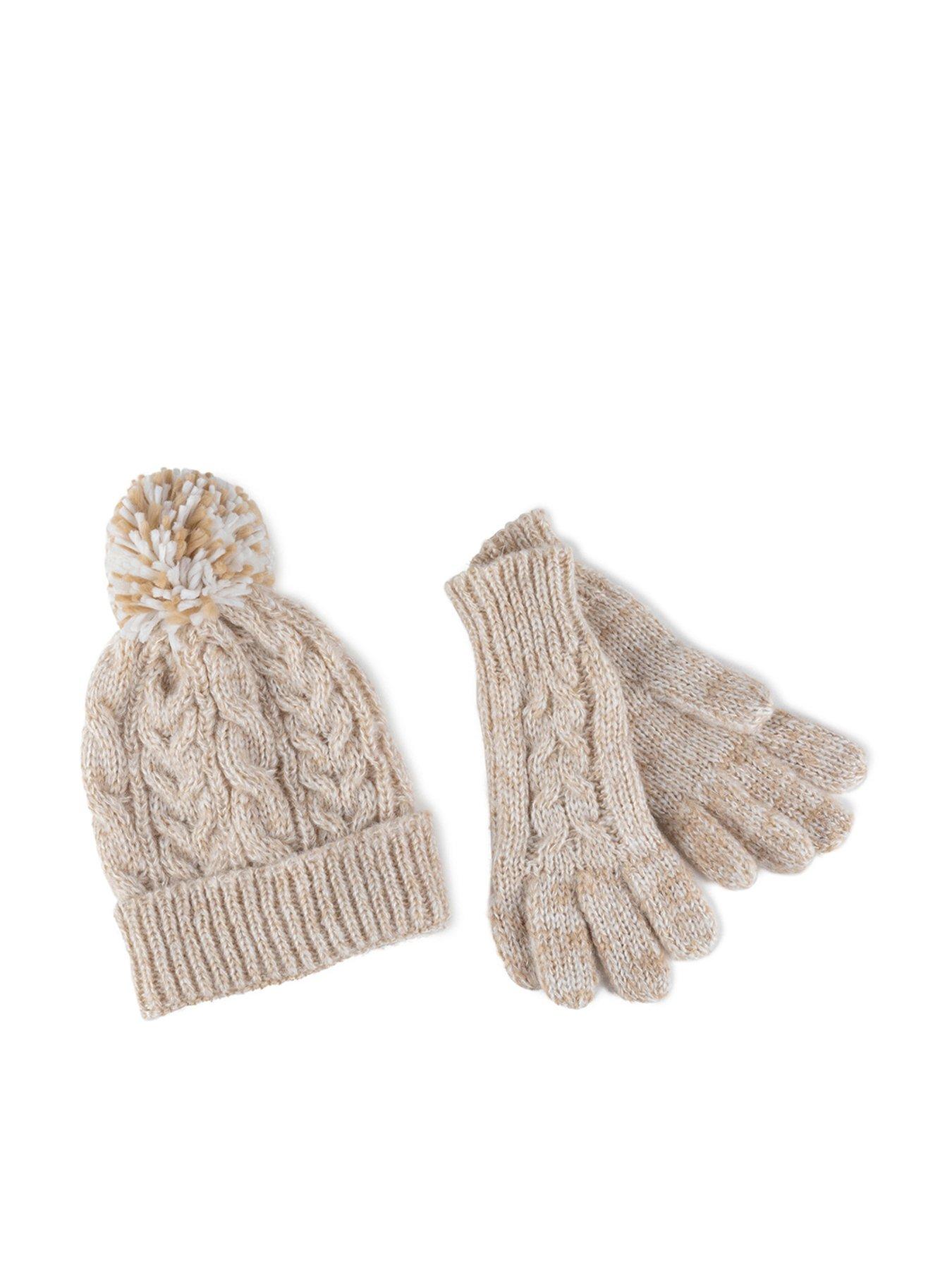 cream hat glove scarf set