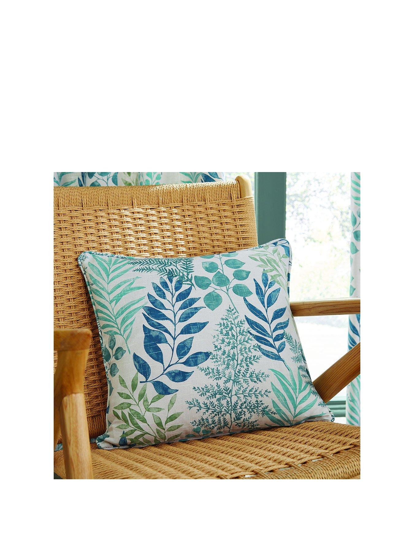 Cotswold Teal Woven Piped Edge Sofa Cushion Covers,17" x 17" 43cm 43cm 