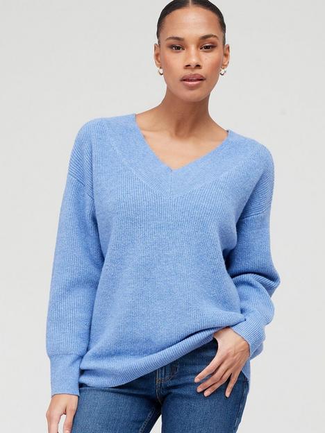 v-by-very-knitted-deep-v-front-and-back-jumper-blue
