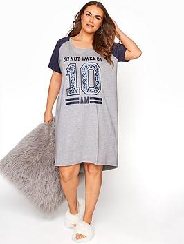yours-yoursnbspanimal-varsity-dipped-back-nightdress-greynbsp