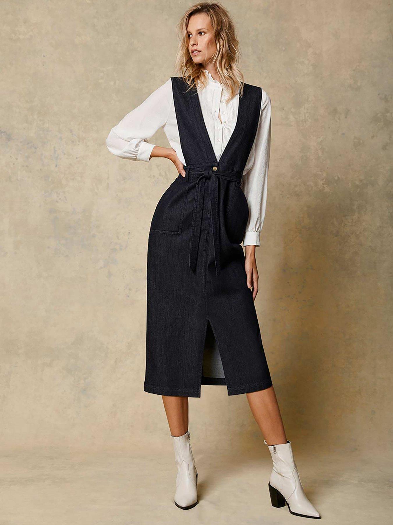 denim pinafore midi