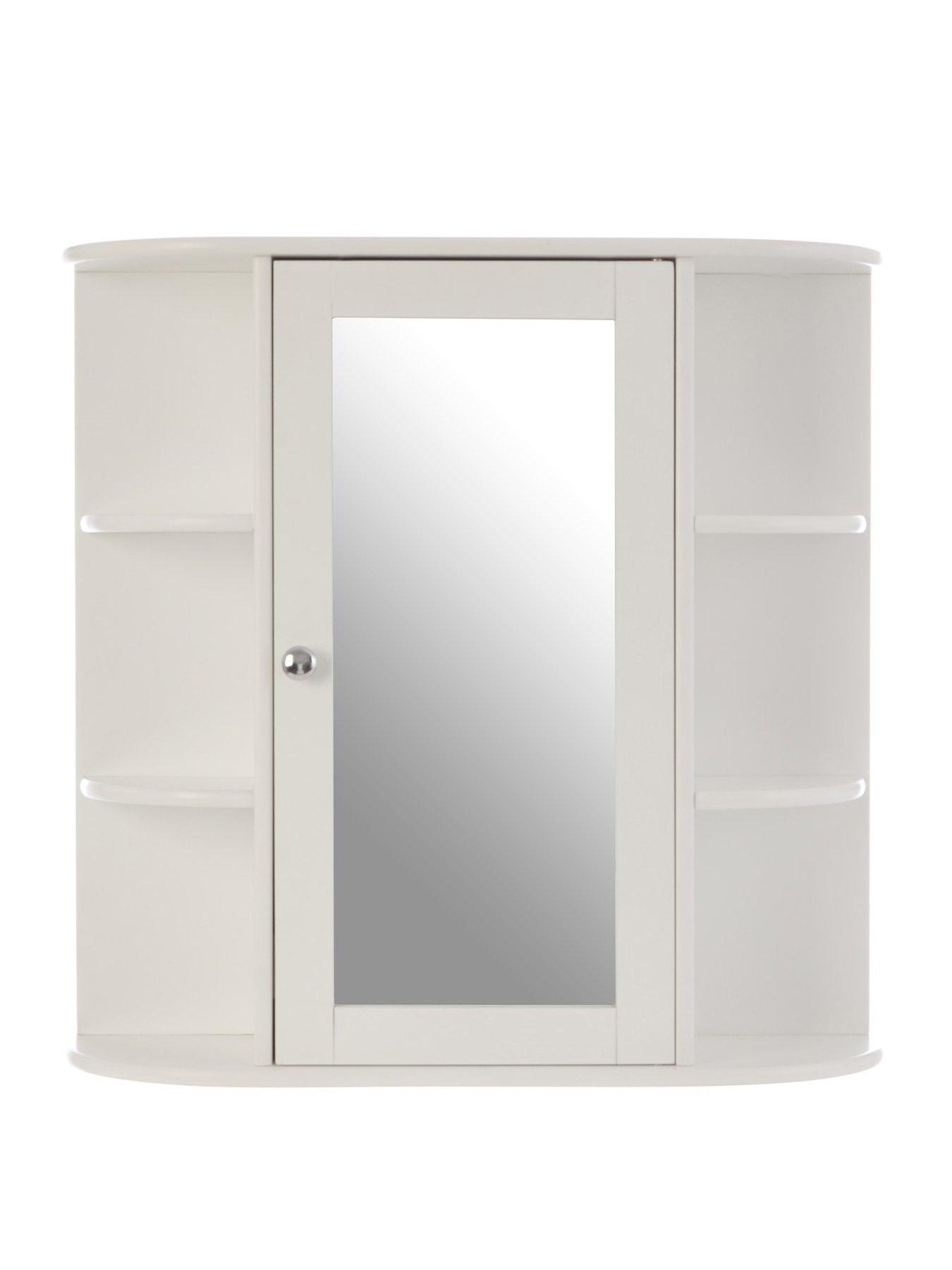 White Premier Housewares Bathroom Cabinet with Mirrored Door and 3 Compartments 58 x 46 x 20 cm