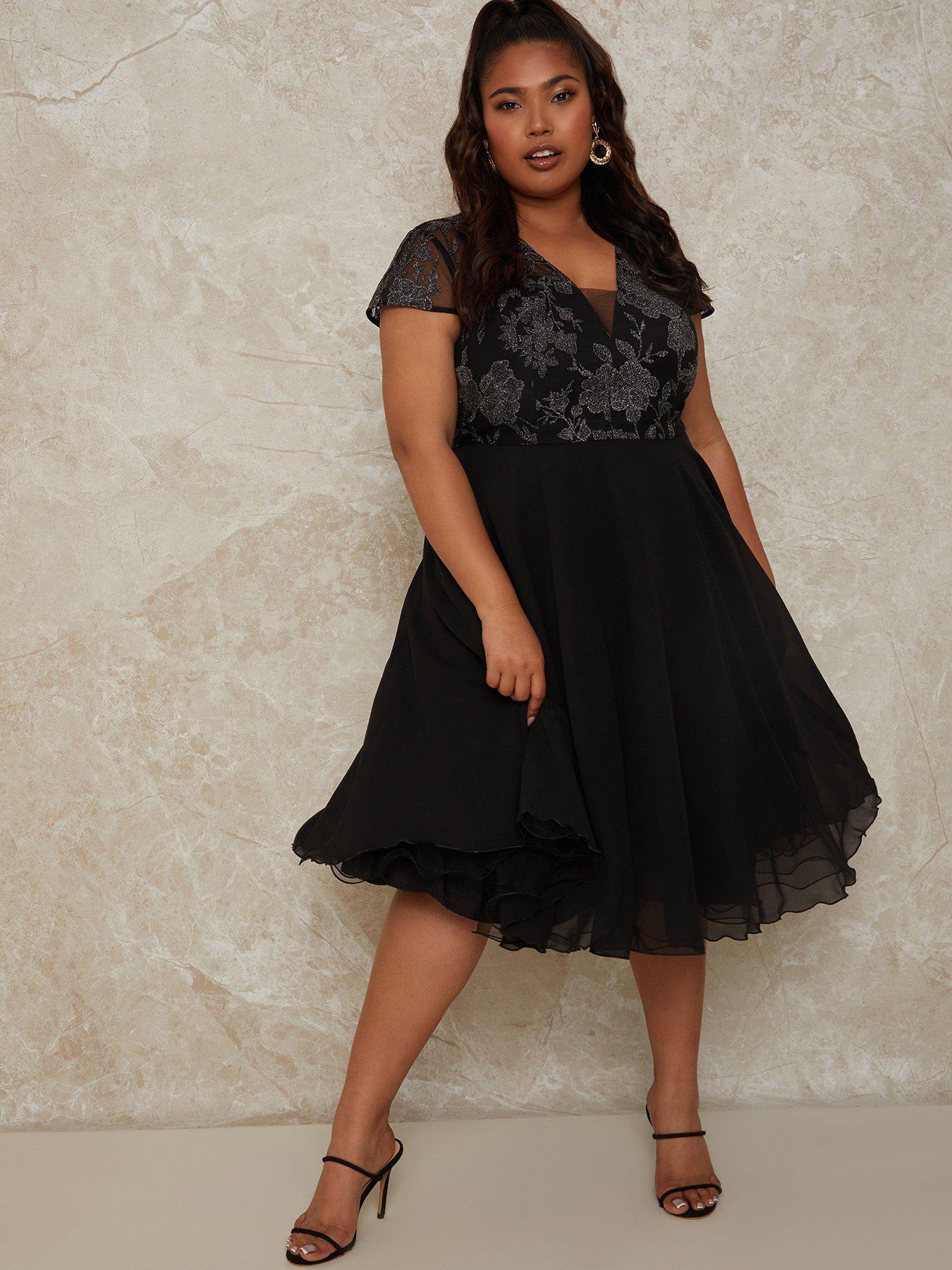 black v neck dress size 18