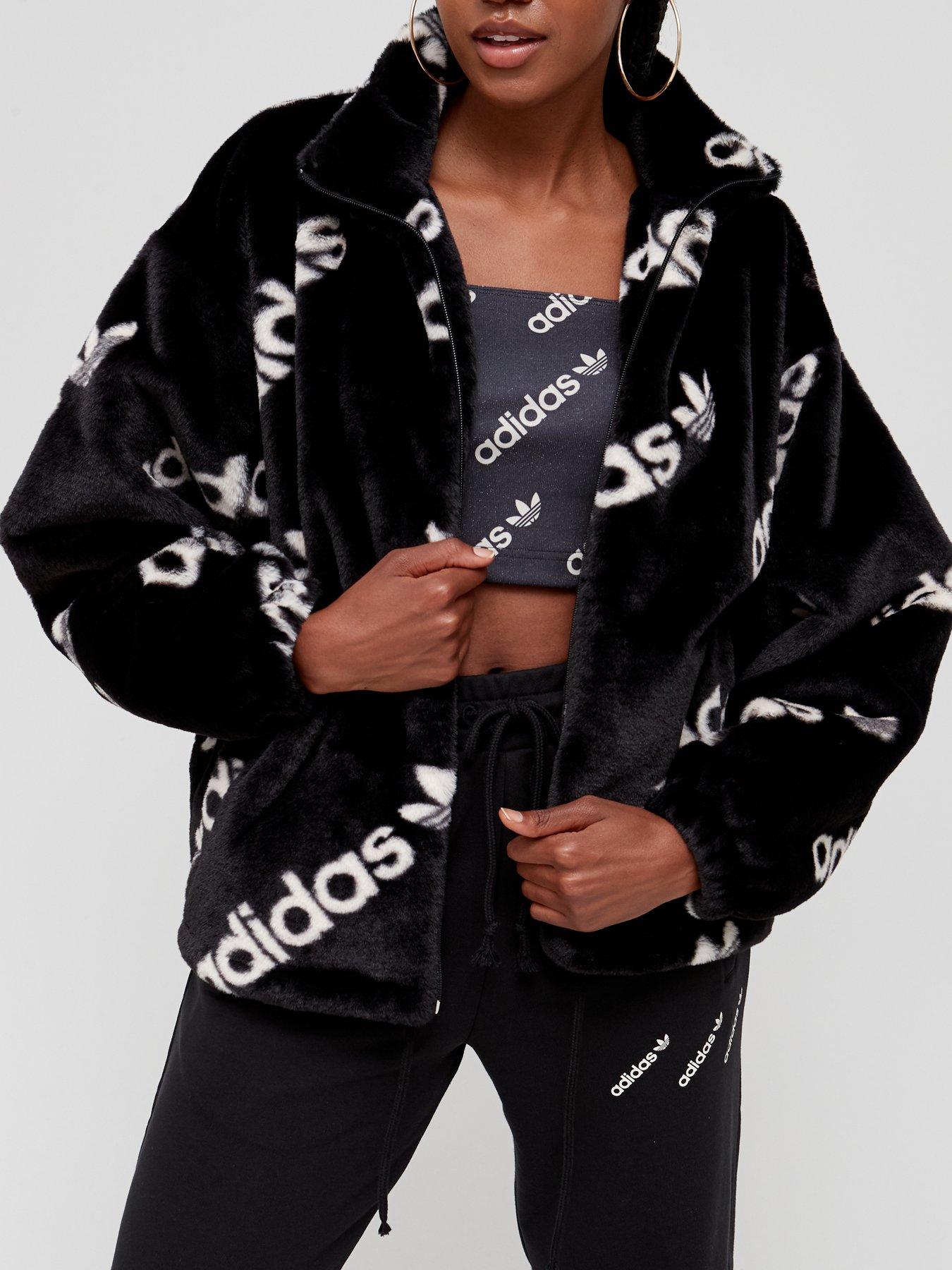 adidas black fur jacket