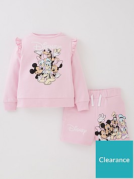 minnie-mouse-girls-disney-minnie-mouse-and-friends-frill-shoulder-sweat-and-short-setnbsp--pink