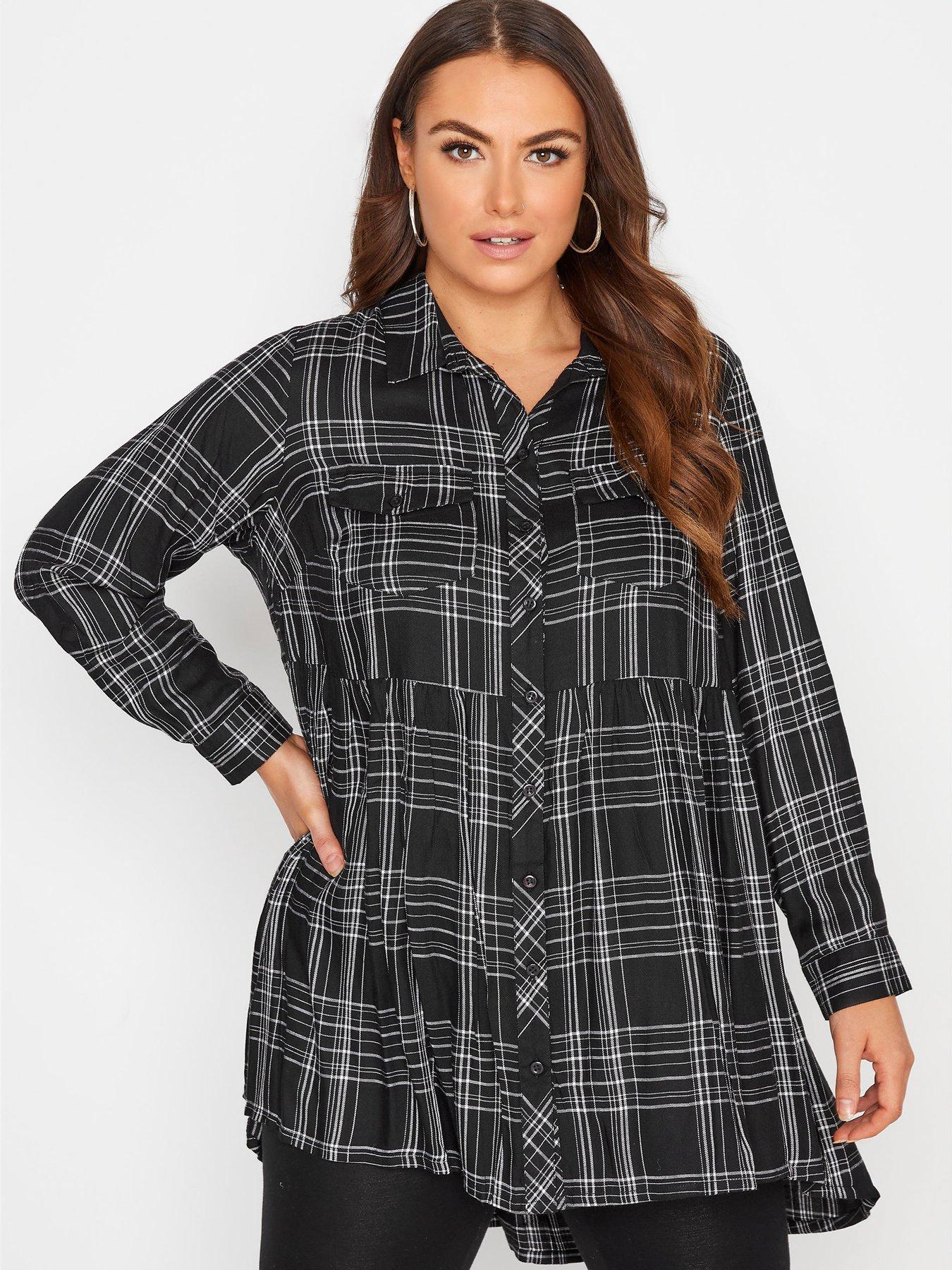 Yours Yours Peplum Check Shirt 