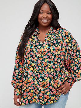 v-by-very-curve-printed-floral-long-sleeve-shirt