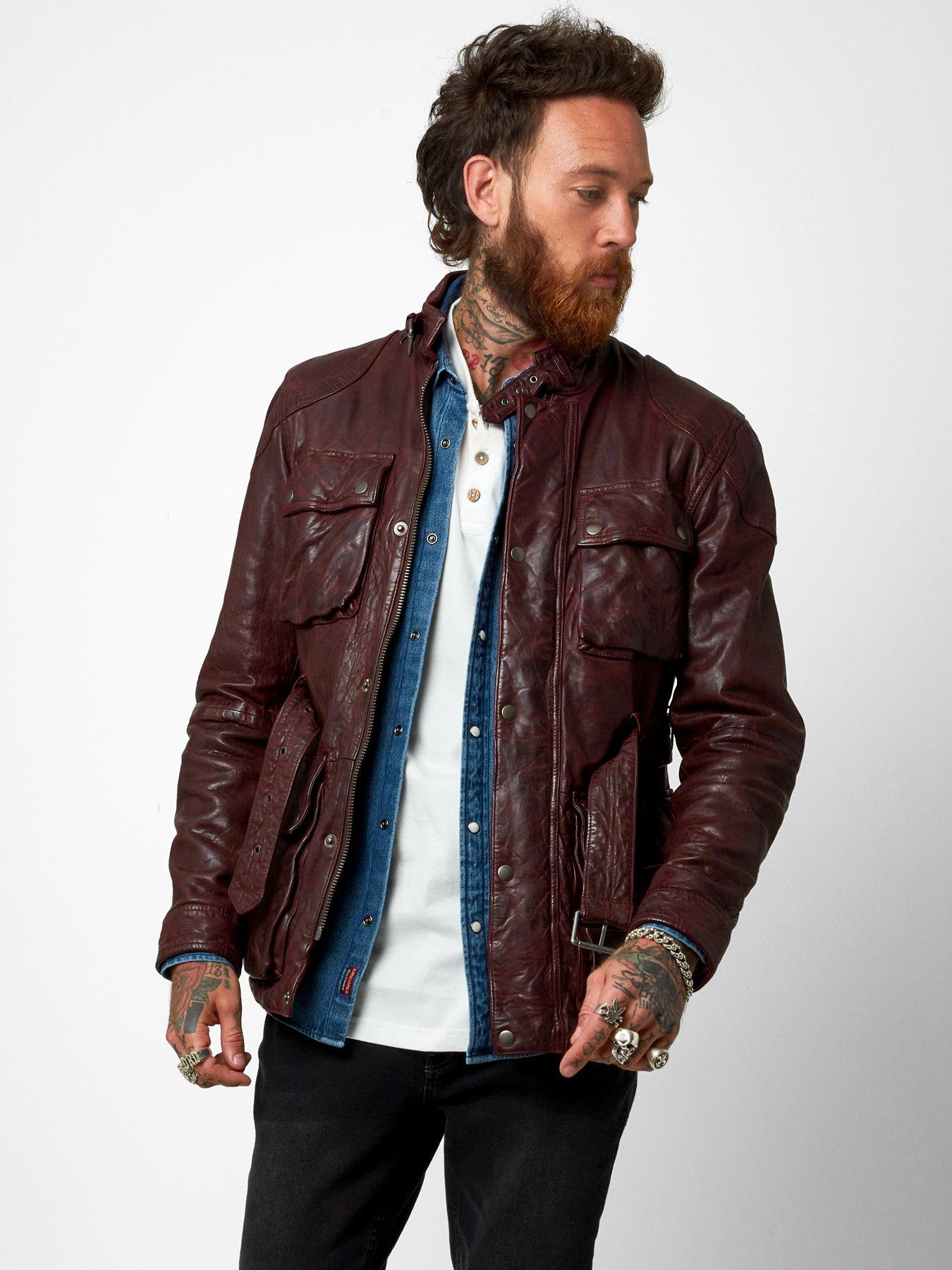 joe browns red leather jacket