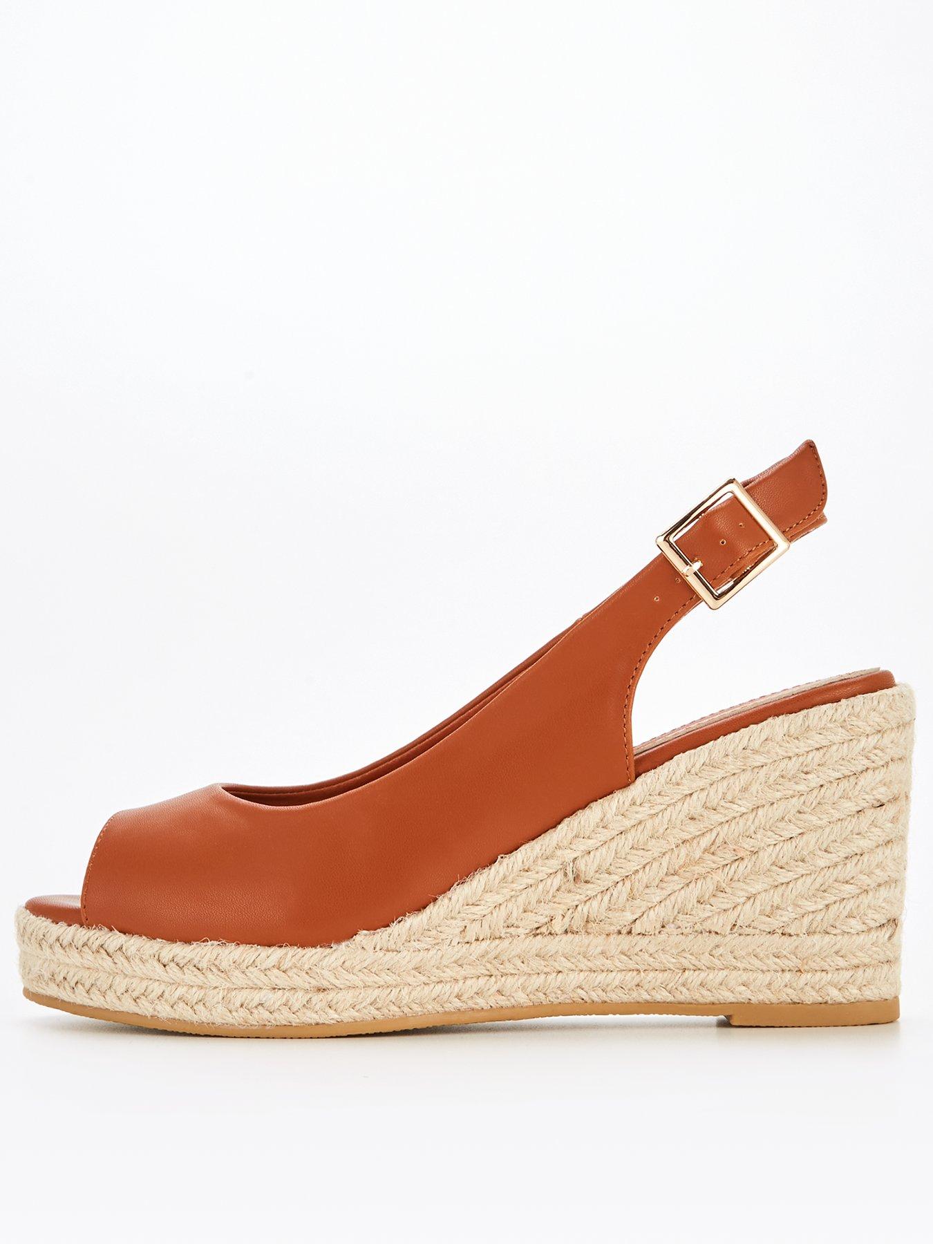 wide fit peep toe wedges