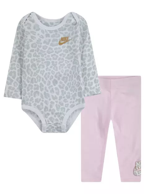 prod1091134076: Leopard Futura Bodysuit Pant Set - White/Pink