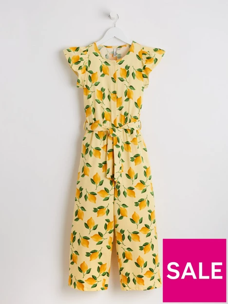 prod1091415647: Girls Lima Lemon Print Jumpsuit - Lemon