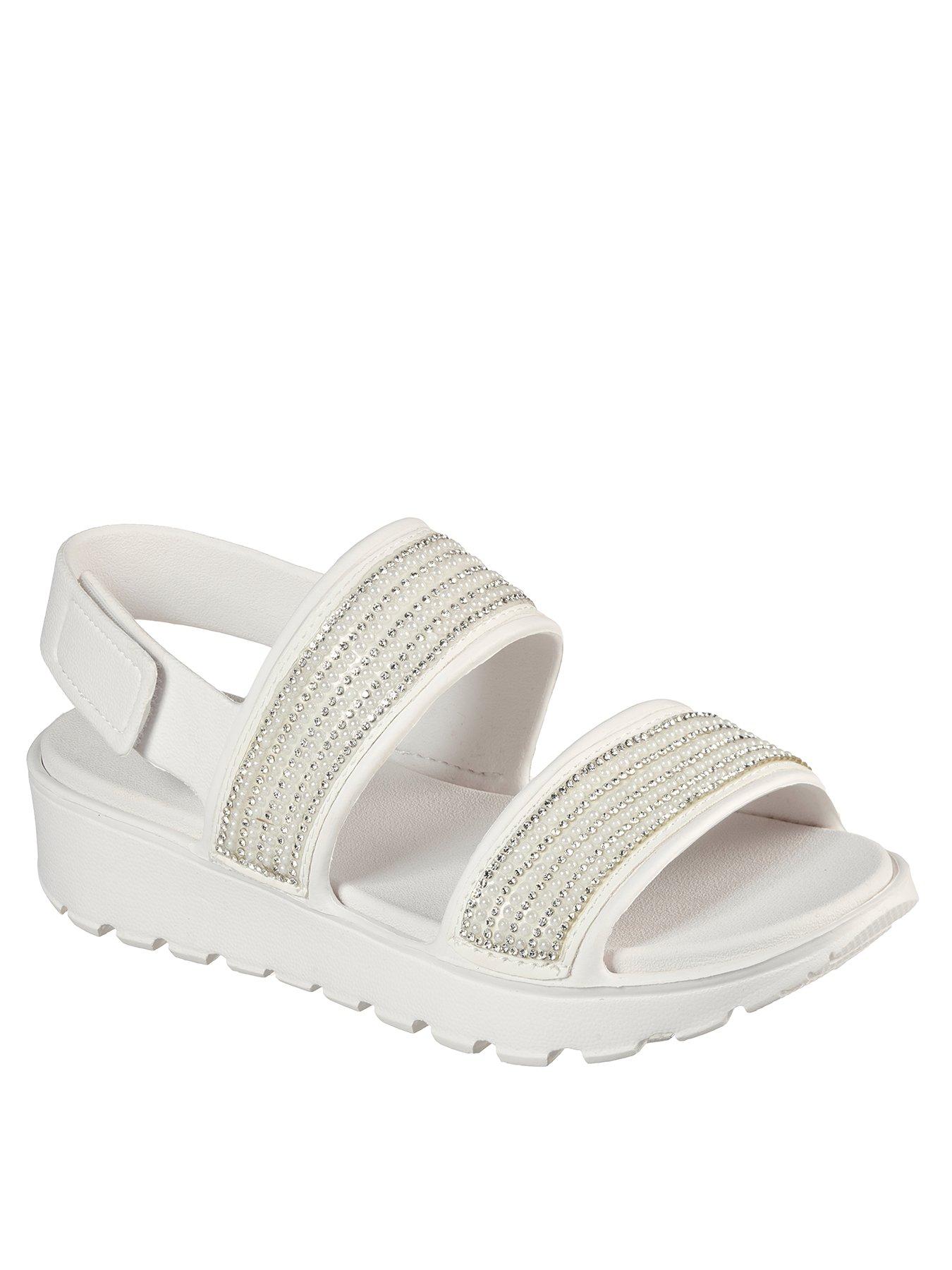 skechers white wedge