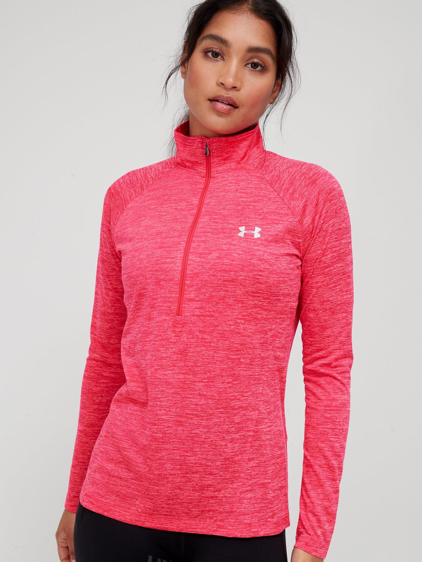 neon pink under armour half zip