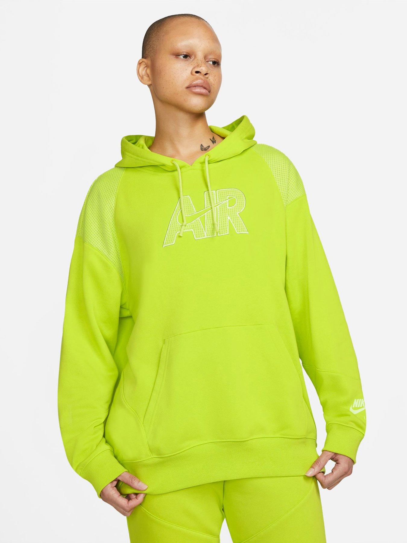 nike mini swoosh oversized hoodie in washed neon green