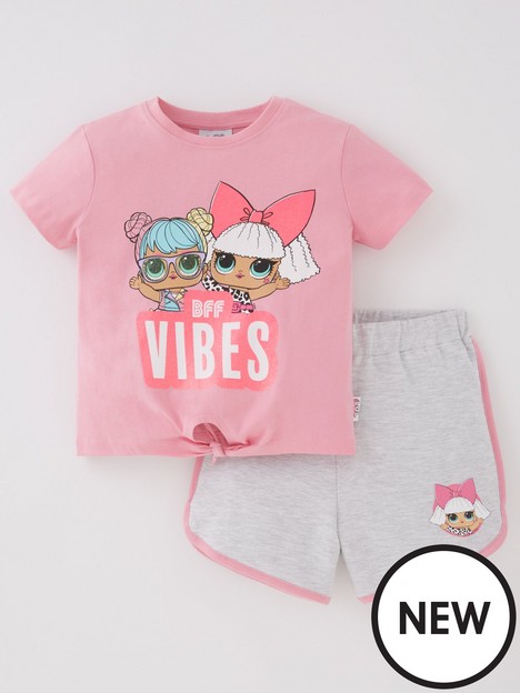 lol-surprise-girls-lol-surprise-bff-vibes-tie-t-shirt-and-short-set-pinknbsp