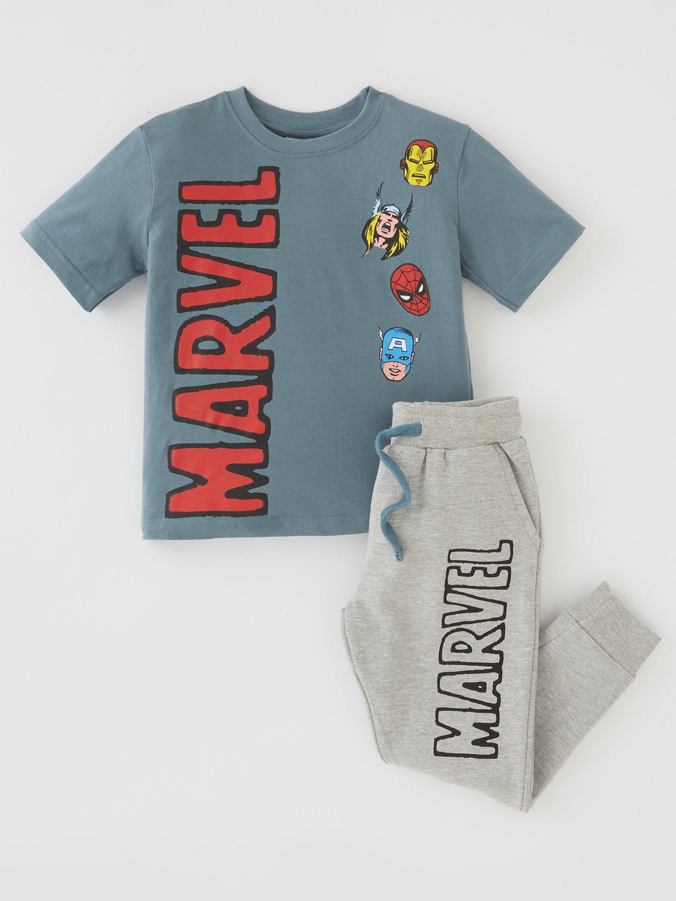 Grey Marl Character Grid Details about   Marvel Boys T-Shirt 