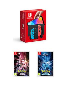 nintendo-switch-oled-oled-neon-console-withnbsppokemon-shining-pearl-and-pokemon-brilliant-diamond