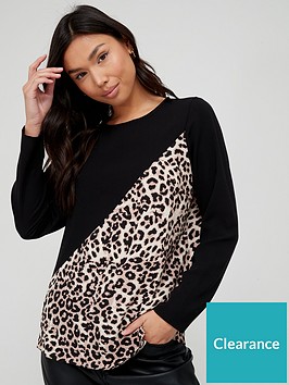 v-by-very-colour-block-printed-blouse-blackanimal