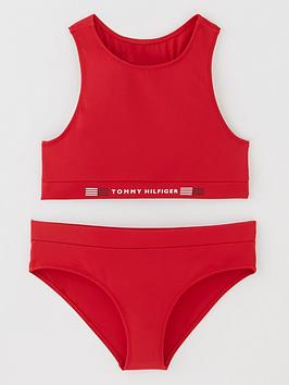 tommy-hilfiger-girls-crop-top-bikini-set-red