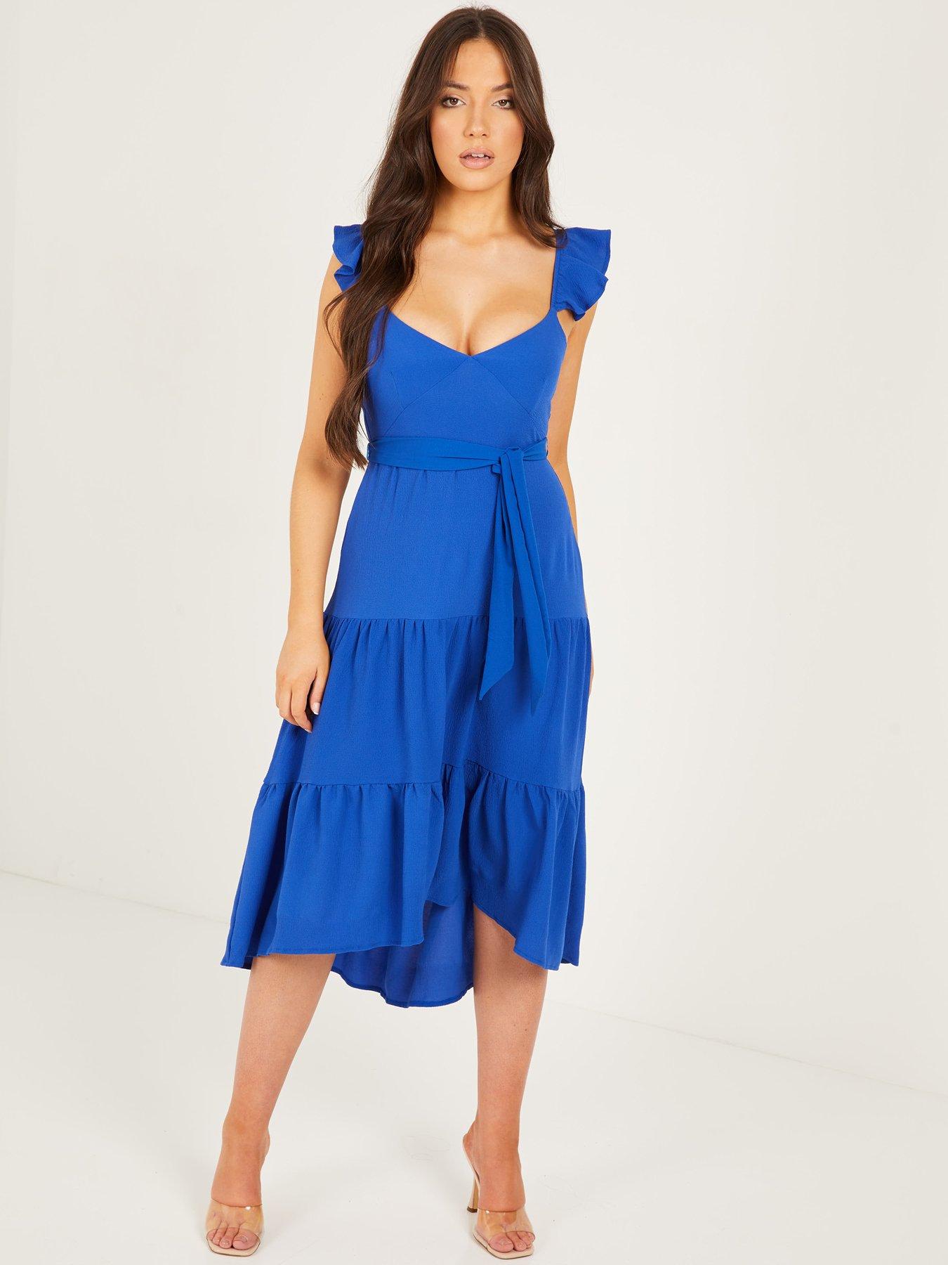 royal blue frill dress