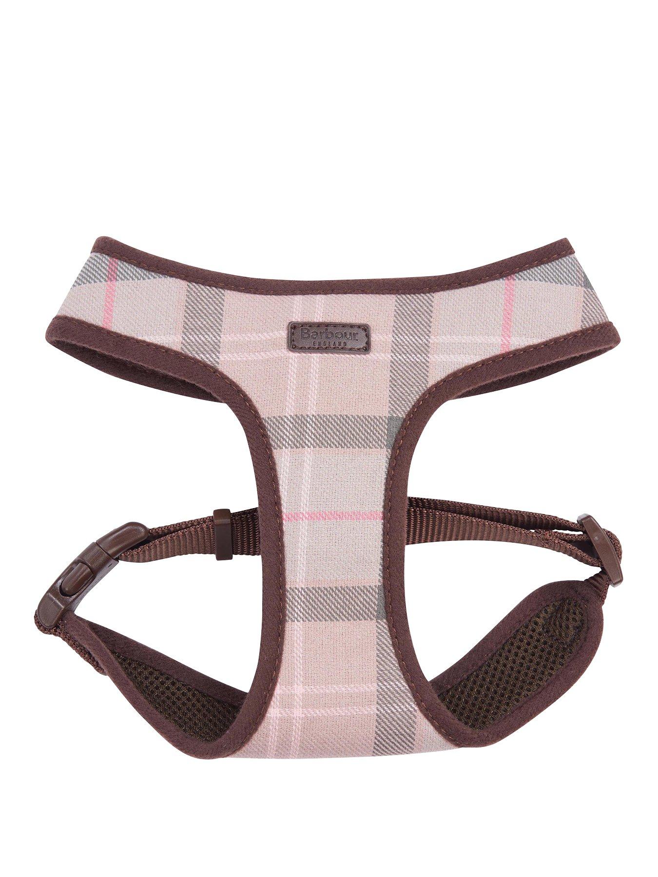 barbour tartan dog collar pink