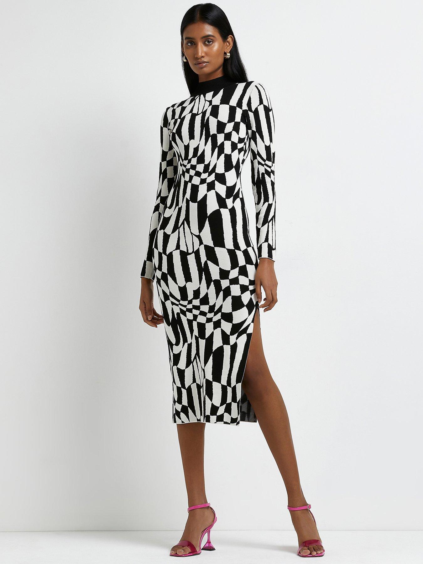 River Island Mono Psychedelic Bodycon 