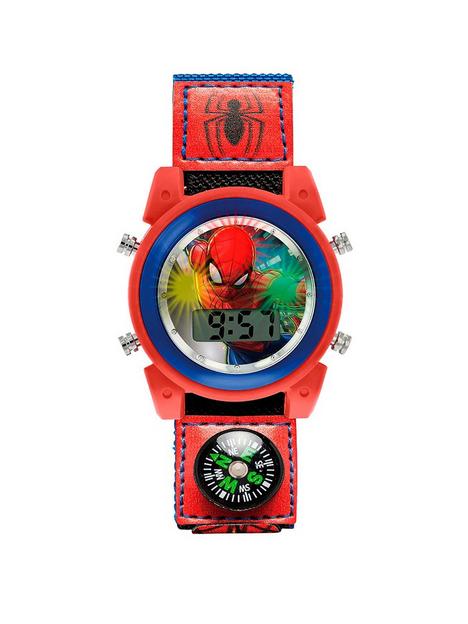 disney-marvel-spiderman-red-blue-printed-pu-canvas-strap-lightup-watch