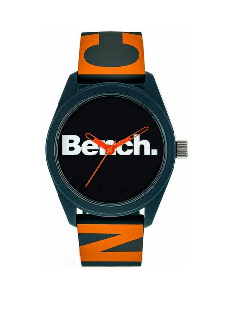 bench-black-and-orangenbspsilicone-strap-mens-watch